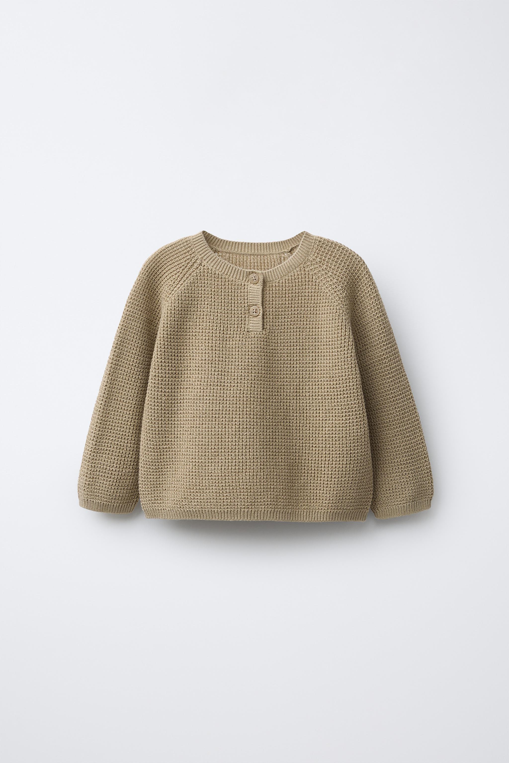 Zara WAFFLE-KNIT HENLEY JUMPER