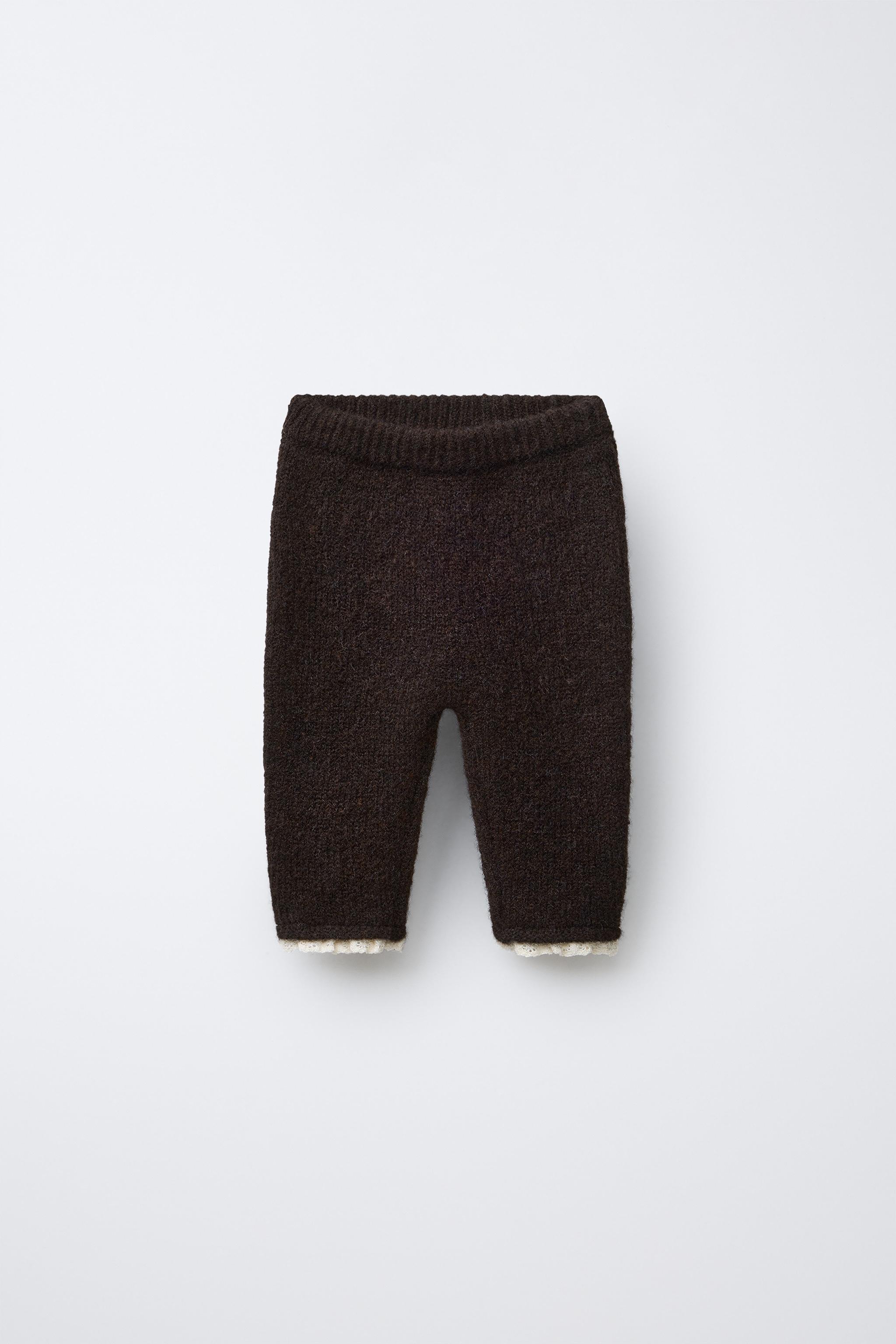 Zara KNIT LEGGINGS WITH LACE TRIM