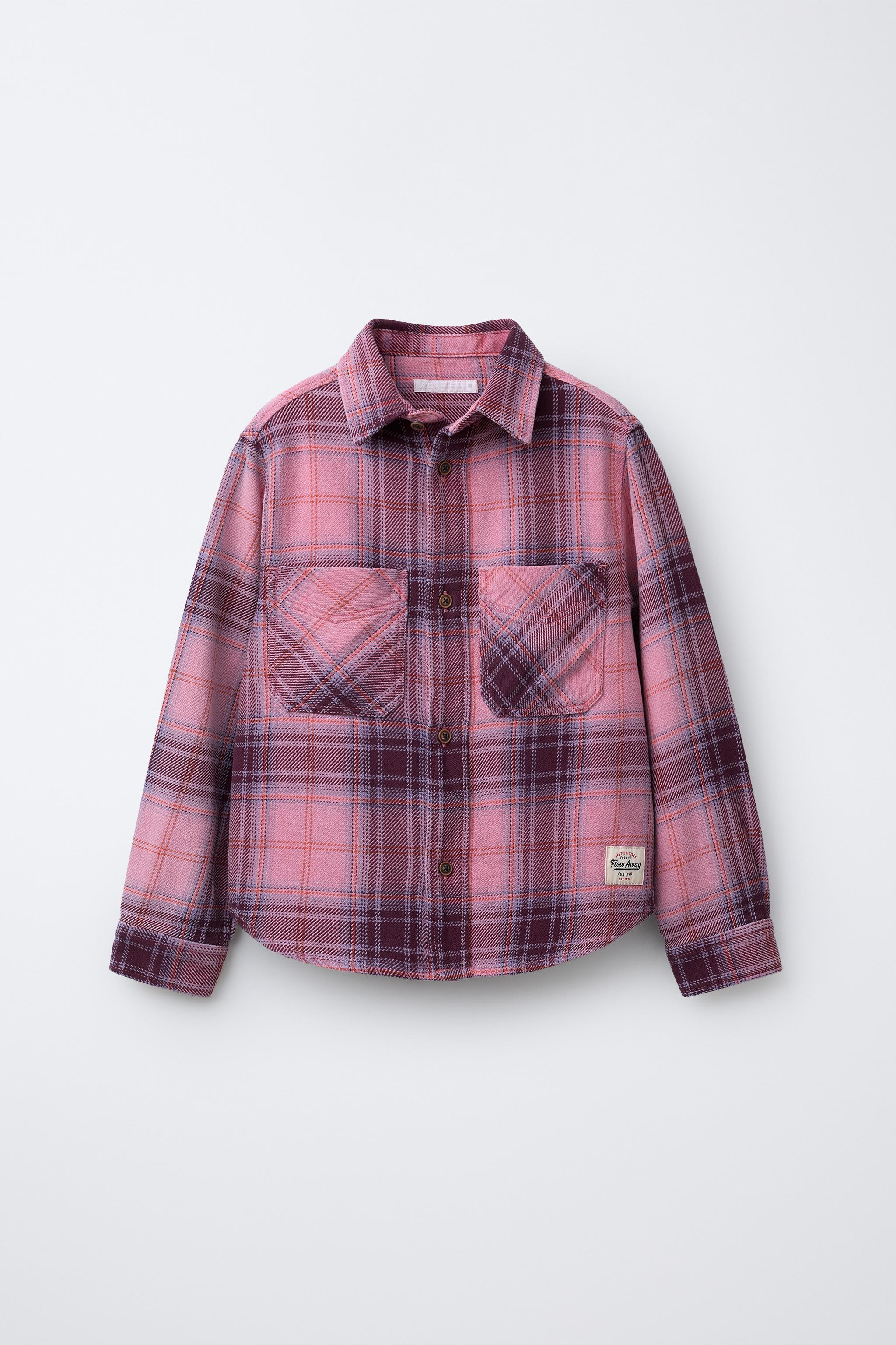 Zara WASHED EFFECT CHECK OVERSHIRT