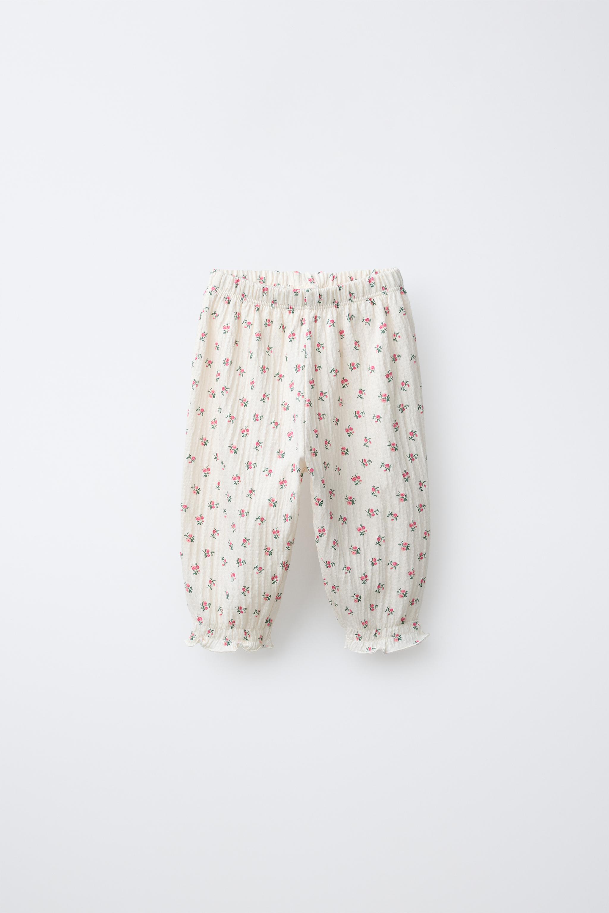 Zara TEXTURED FLORAL TROUSERS