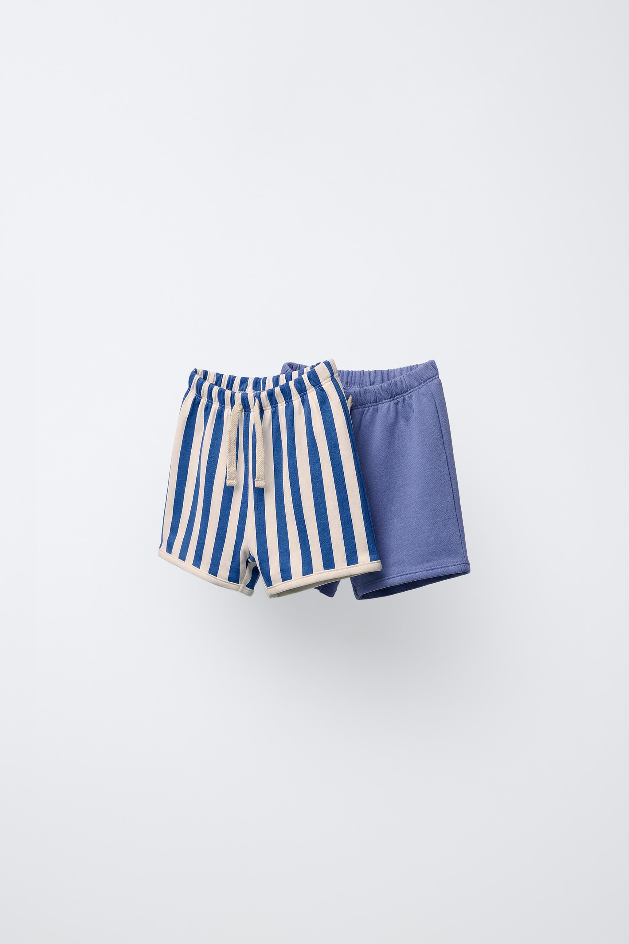 Zara 2-PACK OF STRIPED AND PLAIN BERMUDA SHORTS