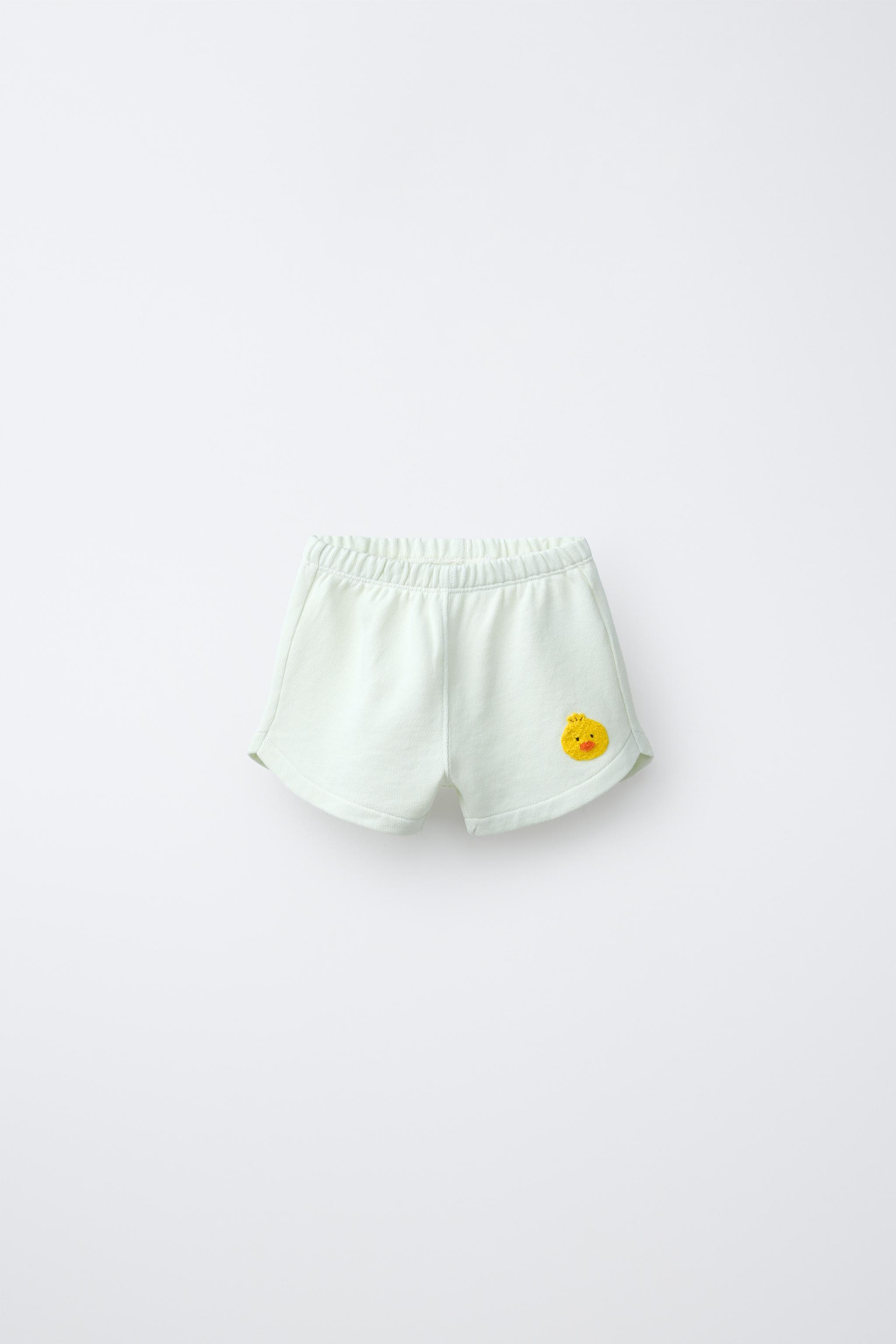 Zara EMBROIDERED CHICK TERRY BERMUDA SHORTS