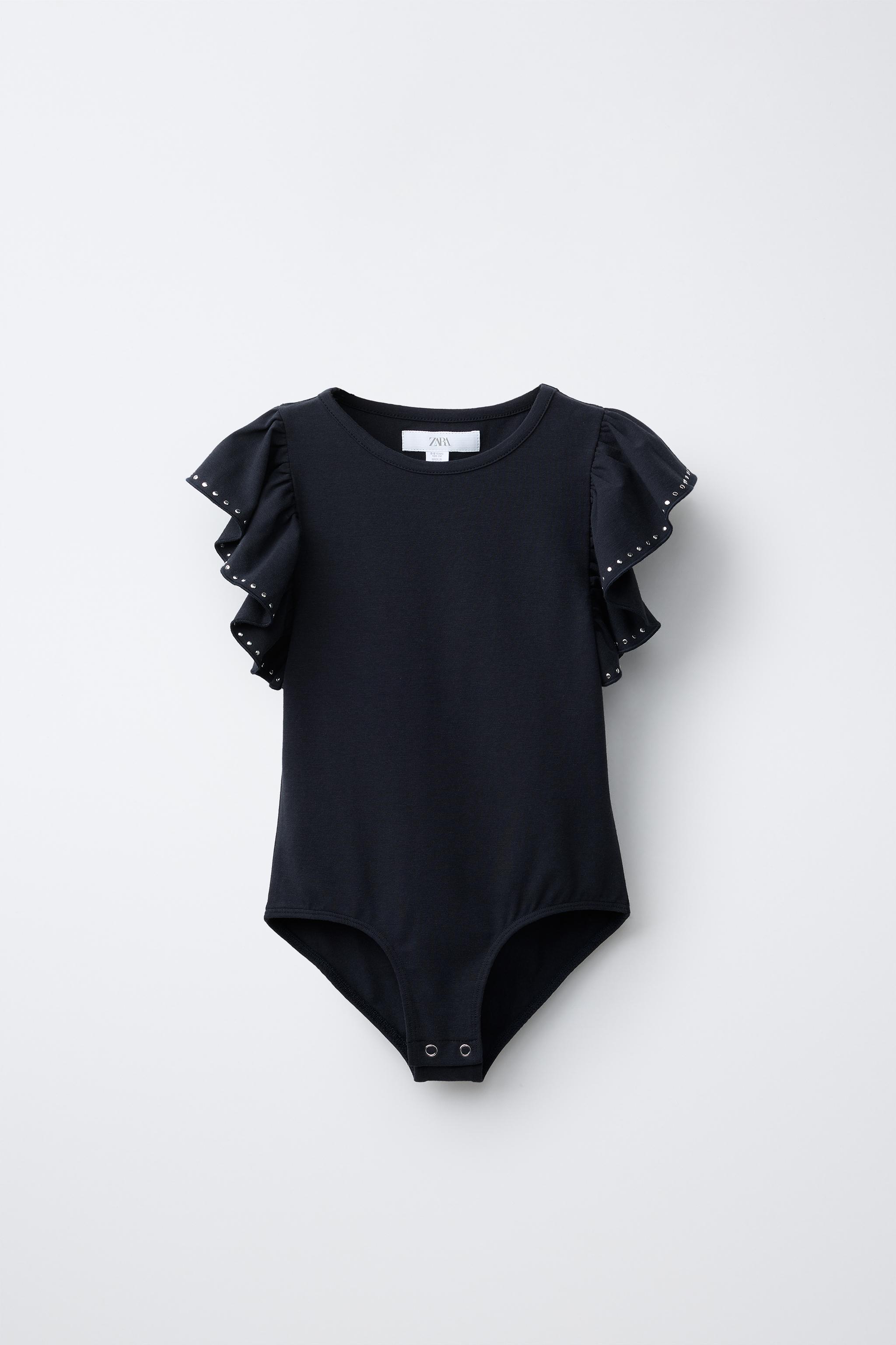 Zara RUFFLE AND STUD MODAL BLEND BODYSUIT