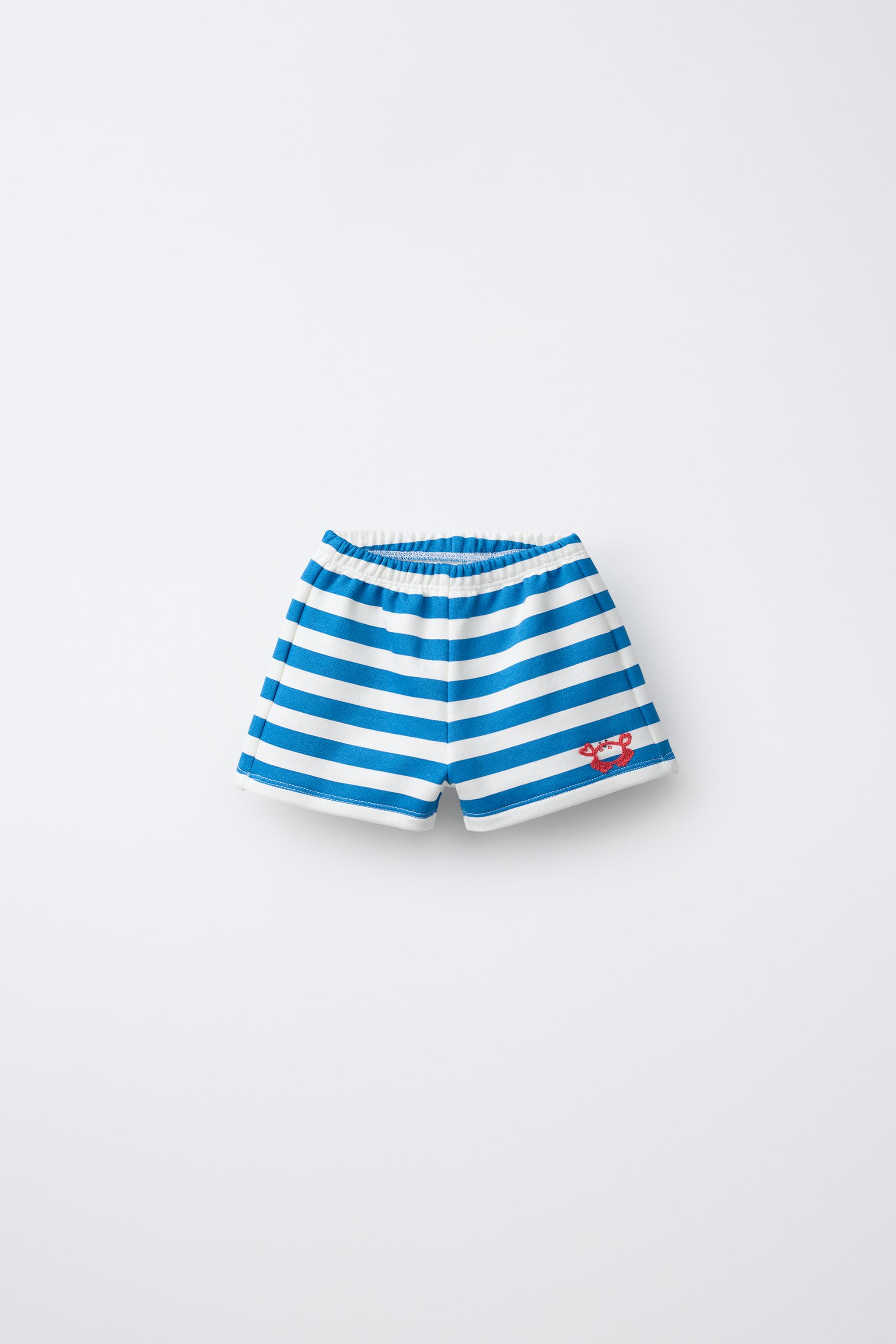 Zara STRIPED BERMUDA SHORTS WITH CRAB EMBROIDERY