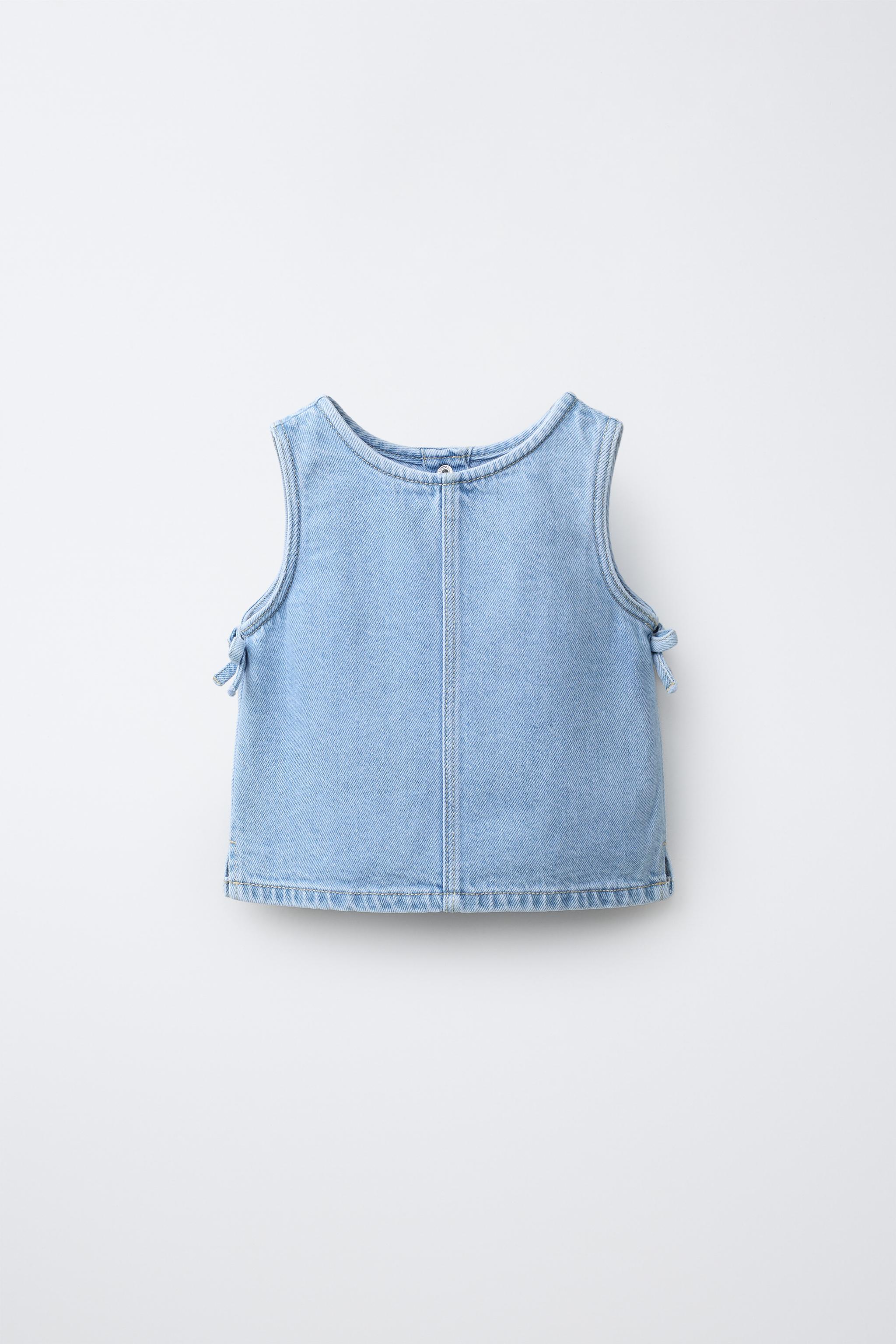 Zara DENIM TOP WITH BOWS