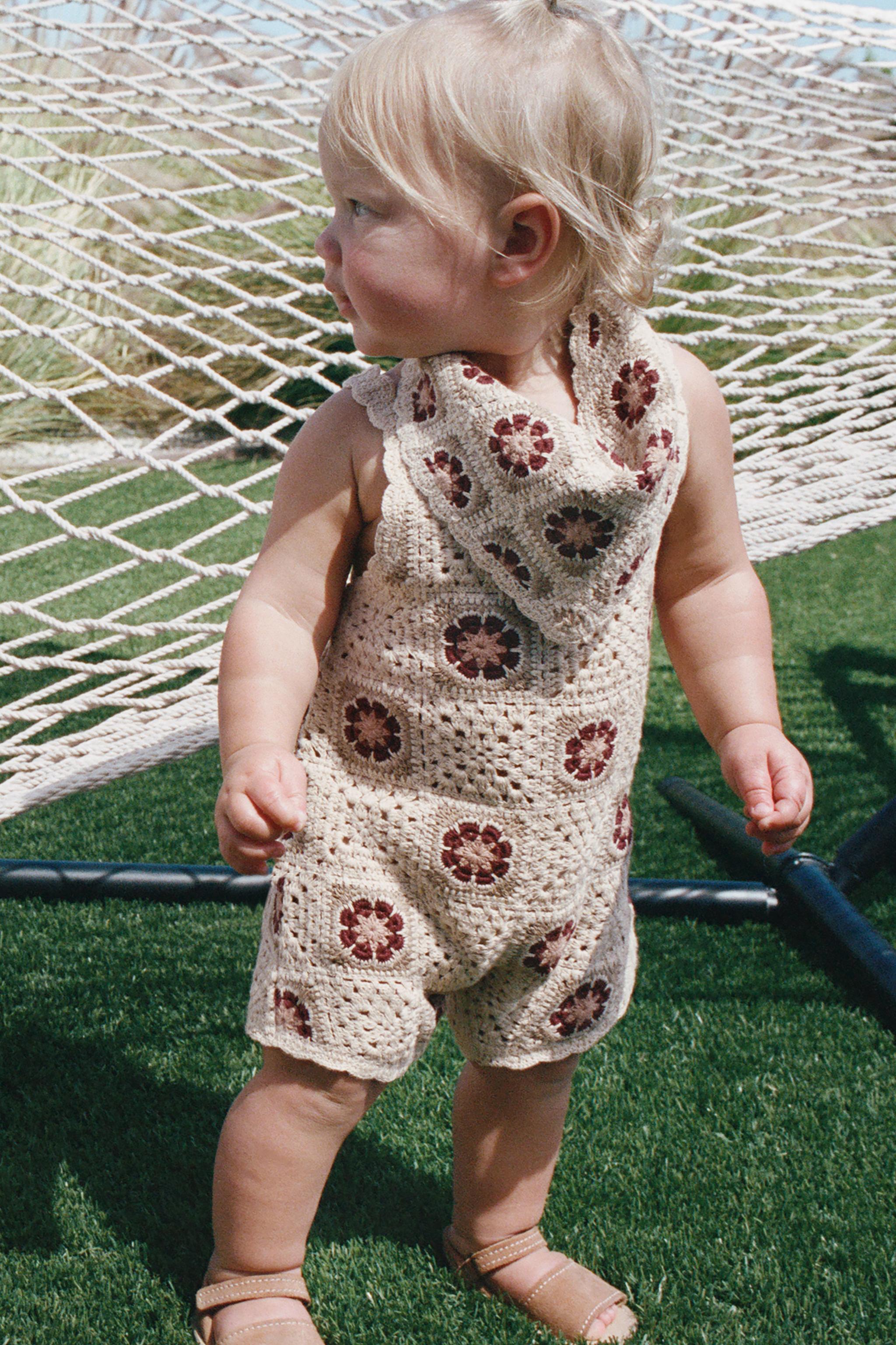 Zara KNIT DUNGAREES WITH FLORAL CROCHET