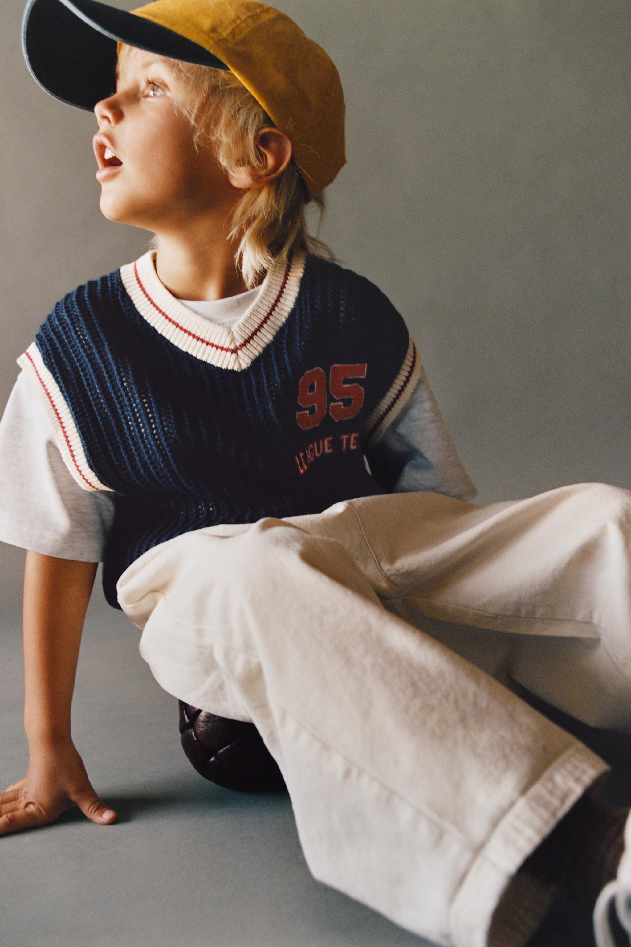 Zara VARSITY FOOTBALL KNIT WAISTCOAT