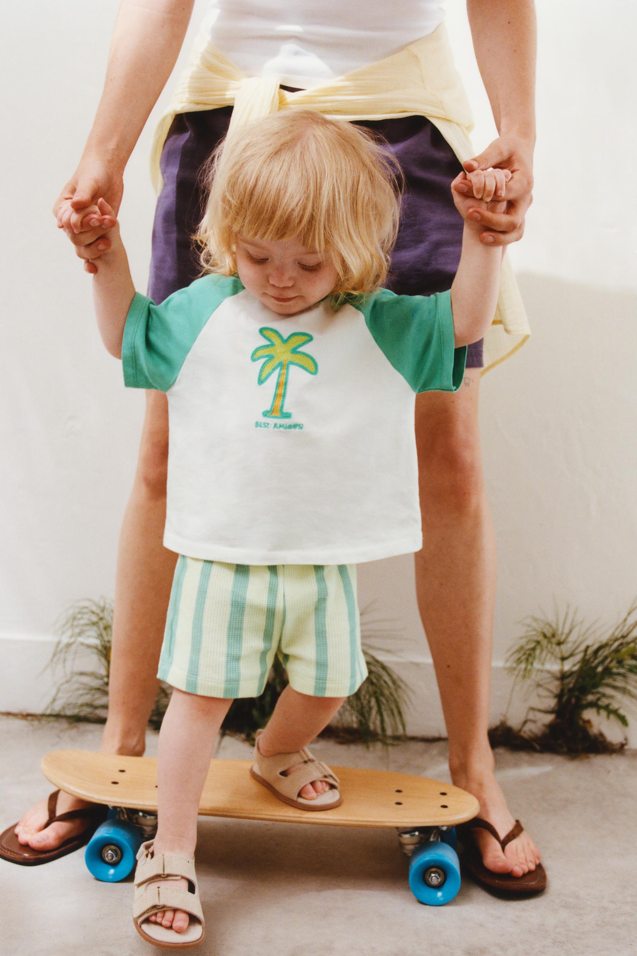 Zara PALM TREE RAGLAN SLEEVE T-SHIRT